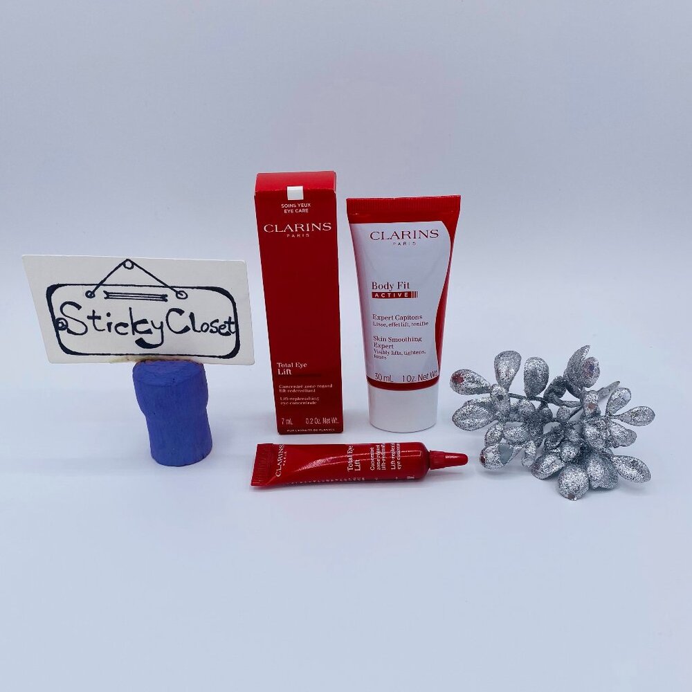 CLARINS Skincare Gift Set-Body Fit Skin Smoothing Expert&Total Eye Lift-2pc-NEW
